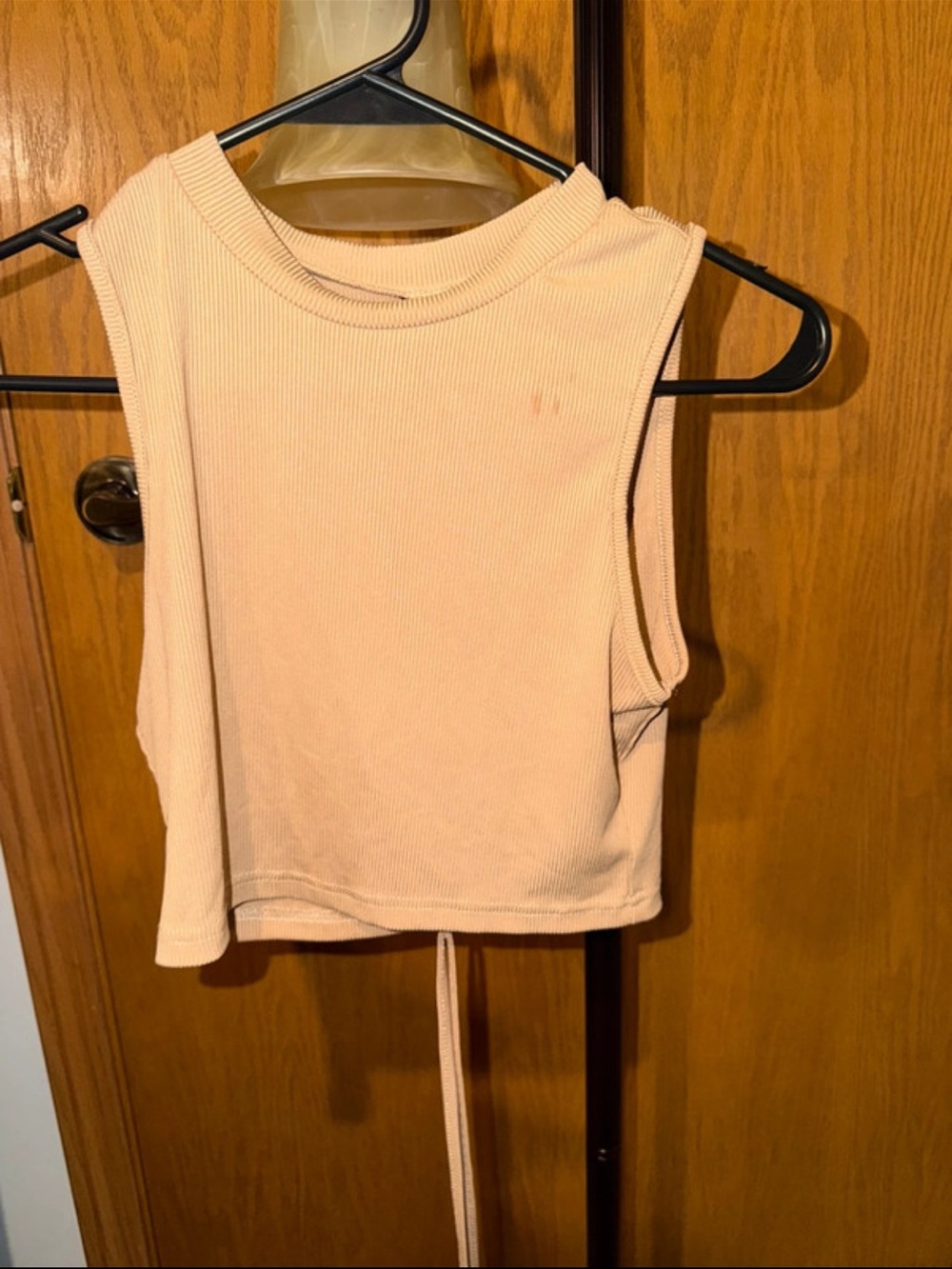 SHEIN Ribbed Sleeveless Crop Top in Light Cream